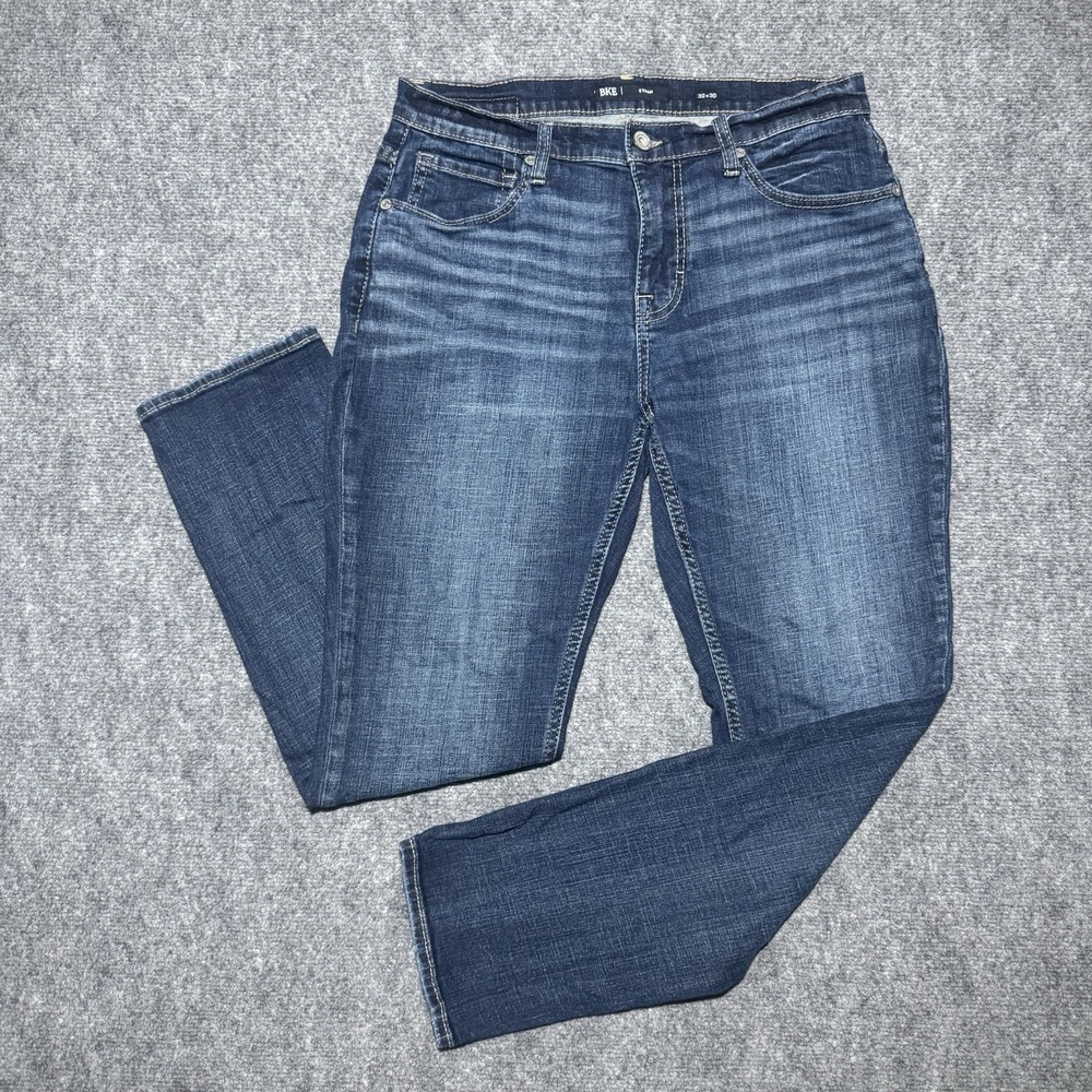 BKE Ethan Jeans Men 32x30 Blue Straight Leg Stretch Denim Classic Fade Whisker